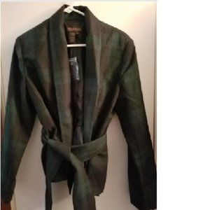 NEW Chadwick Women's Business Jacket Green Plaid w/Matching Waist Tie  (Size 14)